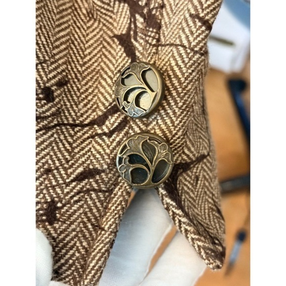 Coldwater Creek Blazer Petite 14 Herringbone Brown Academic Business Classic - Picture 5 of 10